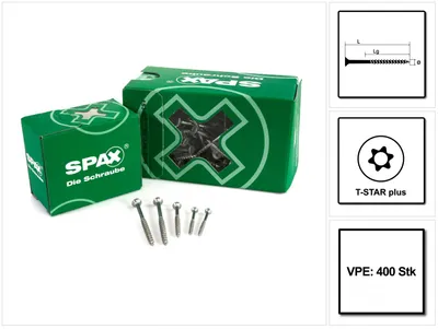 Zdjęcie produktu dla Śruba uniwersalna SPAX 4,0 x 30 mm 400 szt. TORX T-STAR plus T20 WIROX łeb stożkowy gwint częściowy końcówka 4Cut