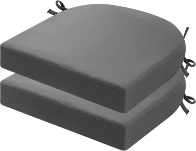 Produktbild von Stuhlkissen 50x50 cm, 2er Set, wasserdicht, mit Bändern, dunkelgrau, für Terrasse