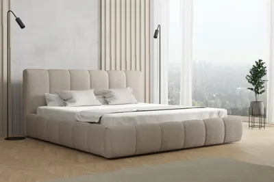Produktbild von Polsterbett Doppelbett GIULIA 160x200cm Stoff Freya Cappuccino
