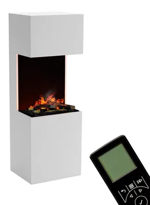 Produktbild von GLOW FIRE Elektrokamin 'Beethoven' | Wasserdampf Kamin mit OMC 600 inkl. Holz in weiß als Raumteiler | HxBxT: 120x60x50 cm