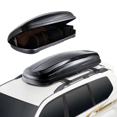 Zdjęcie produktu dla VEVOR samochodowy box dachowy box dachowy box dachowy 220 L, twardy bagażnik dachowy ABS z otworem po obu stronach i 2 wzmocnionymi paskami, bagażnik do SUV-ów czarny