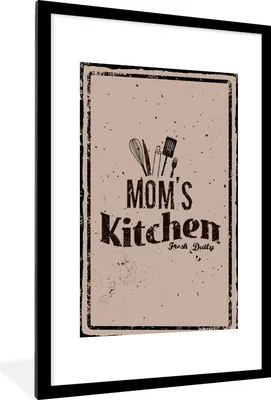 Produktbild von MuchoWow® Gerahmtes Poster Küche - Mutter - Retro 60x90 cm - Poster mit Schwarzem Bilderrahmen Wandposter Rahmen Foto Bilder - Dekoration - Wandposter Wohnzimmer - Hochwertig
