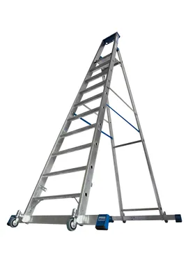 Produktbild von STABILO Stufen-StehLeiter, fahrbar mit Traverse, 10 Stufen, 127341