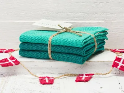 Produktbild von Solwang Wischtuch TÜRKIS GRÜN KOMBI gestrickt 3er Küchentuch Spültuch Putztuch