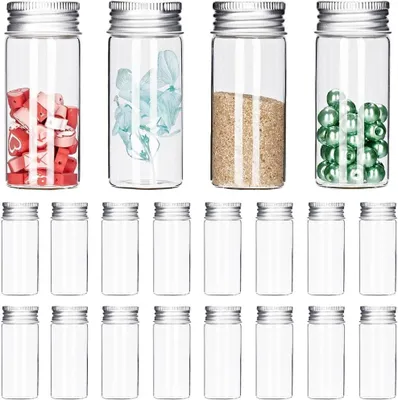 Produktbild von Glasbehälter 30 ml - 24 Stück - Mini Glasfläschchen - Aluminium Schraubverschluss - Flüssige Pflanzen - DIY Bastelprojekte