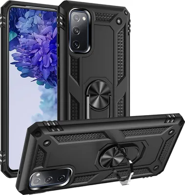 Produktbild von Conie Outdoor Schutzhülle für Samsung Galaxy S20 FE Tasche Silikon Hard Case Cover Hülle mit Halter Ständer in Schwarz