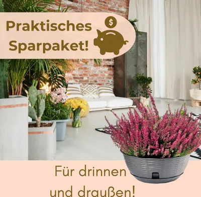 Produktbild von 2er Set Blumenampel Blumentopf hängend außen Hängetopf für Pflanzen Blumentöpfe zum aufhängen Hängeampel inkl. Kette Wandhalterung Rattan anthrazit