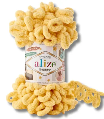 Zdjęcie produktu dla Alize 1x 100 g wełny Puffy, jednolita, do szydełkowania i dziergania (Butter Yellow – 509)
