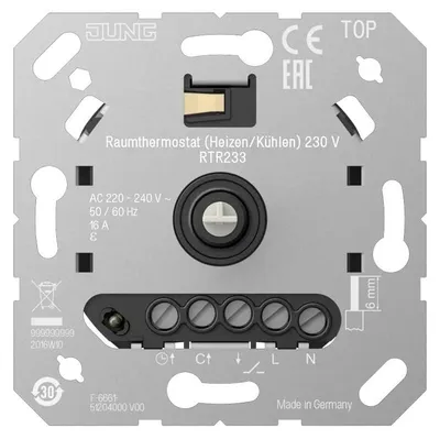 Produktbild von Jung Raumthermostat, Heizen/Kühlen, 230V Relais, Unterputz, 1 Ausgang, 1 Stk.
