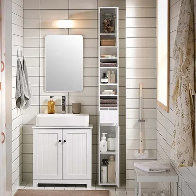 Produktbild von Rootz Hochschrank für das Badezimmer - Aufbewahrungsschrank - Verstellbare Einlegeböden - Viel Stauraum - 20x180x20cm
