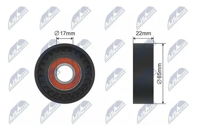 Produktbild von NTY Spannrolle Keilriemen RNK-ME-039 passend für MERCEDES-BENZ C-Klasse T-modell (S205) 22mm 17mm 65mm