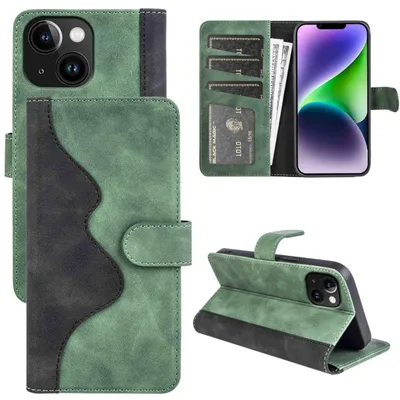 Image de Étui de protection en simili cuir vert pour Apple iPhone 15 Plus