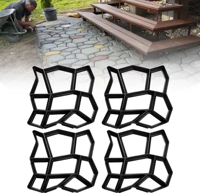 Produktbild von Izrielar 4pcs Pflasterform aus Kunststoff – Wiederverwendbare Betonform für Gartenwege, Terrasse & Hof, rostfrei & witterungsbeständig