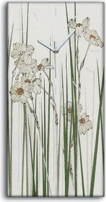 Produktbild von Dekor Leinwand Uhr Wandbilder Geräuschlos 30x60 Malerei Asiatische Blumen - weiße Hände
