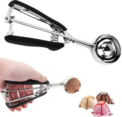 Produktbild von Große Eiskugel - Eislöffel mit - Desserts machen - Einfache Verformung - 5 cm Durchmesser - Schwarz