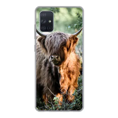 Produktbild von MuchoWow® Handyhülle Schutzhülle Hülle für Samsung Galaxy A71 Schottische Highlander - Wald - Tiere Silikon Softcase Handy Hülle - Kartenbesitzer