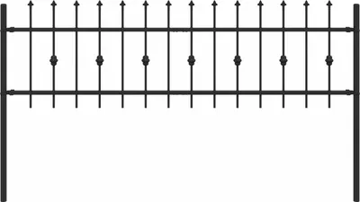 A black metal fence on a white background.