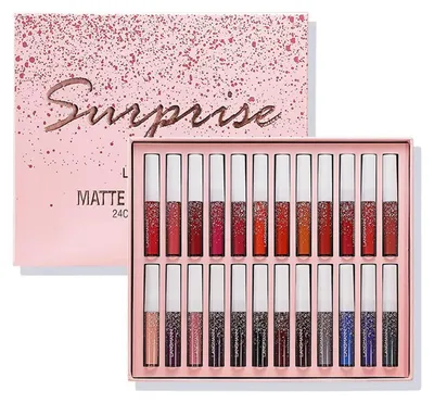 Immagine prodotto di Set di rossetti liquidi opachi, 24 colori, tonalità nude, waterproof, a lunga durata, idratanti, ideale come regalo