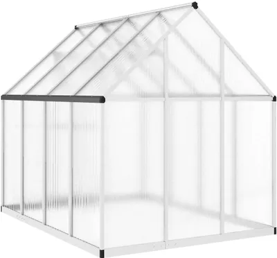 Zdjęcie produktu dla vidaXL Szklarnia z ramą fundamentową srebrna 224x169x195cm aluminium