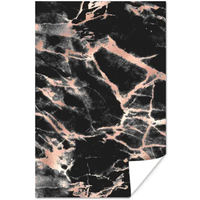 Produktbild von MuchoWow® Poster Marmor - Schwarz - Gold 20x30 cm - Papierdruck