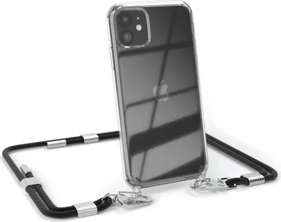 Produktbild von EAZY CASE Handykette für Apple iPhone 11, Transparente Silikonhülle mit Band, Clear Case, abnehmbar in  Schwarz