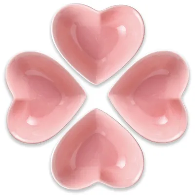 Image de Solidchoice - Ensemble de 4 assiettes de petit-déjeuner en porcelaine en forme de cœur