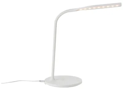 Zdjęcie produktu dla Lampa BRILLIANT, lampka stołowa Joni LED z bezprzewodową stacją ładującą w kolorze białym, 1 wbudowana dioda LED o mocy 4,5 W (326 lm, 3000–5400 K), bezprzewodowe ładowanie urządzeń mobilnych