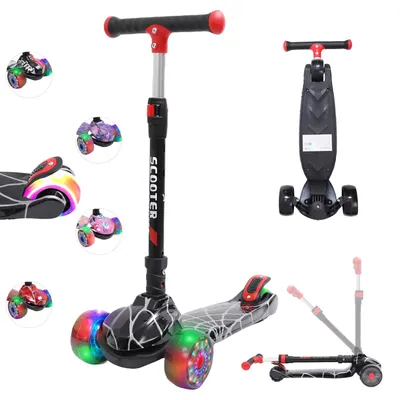 Produktbild von Habib Kinderroller Galaxy Roller 3-Rad mit LED Licht | Klappbar & Verstellbar: Schwarz