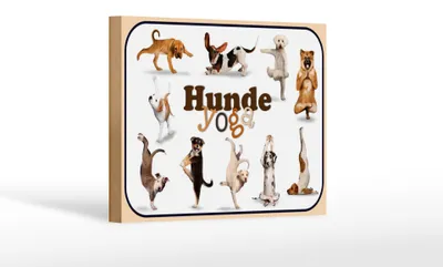 Produktbild von Holzschild Hund 18x12cm Hunde Yoga Wanddeko
