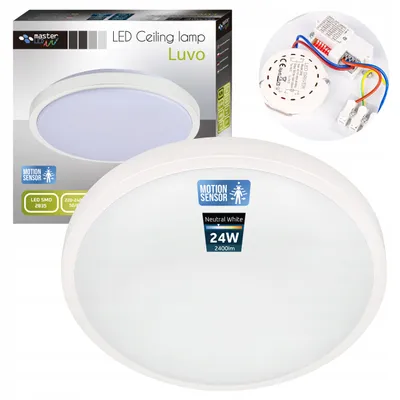 Obrázok produktu pre MasterLED LED stropné svetlo kruhové 24W, 4000K neutrálna biela, 2400lm, IP44, s mikrovlnným snímačom pohybu DIP