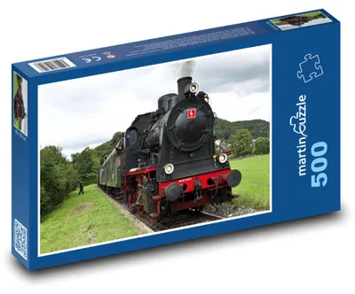 Produktbild von Puzzle 500 Dampflokomotive auf der Eisenbahn - martinpuzzle