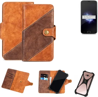 Produktbild von K-S-Trade Handy-Hülle Schutz-Hülle Bookstyle Case Wallet-Case kompatibel mit Doogee X9 Pro Handy Cover Bumper Kantenschutz Smartphone dunkelbraun