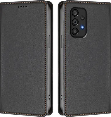Image de Etui en cuir pour Samsung Galaxy A53 5G, étui magnétique en cuirPolyuréthaneavec support Noir