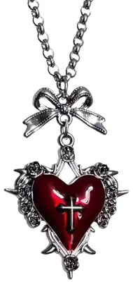 Produktbild von COUOCRE Modische Gothic Punk Choker Halskette mit Herz, goth choker，Schleife und