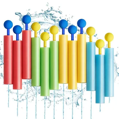 Produktbild von 12 Stück Wasserpistolen Set für Kinder, Mini Wasserspritzen aus Schaumstoff, für Pool, Strand und Garten