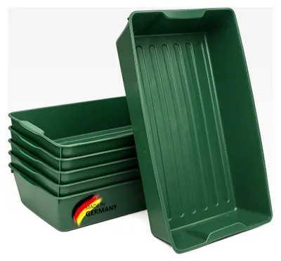 Produktbild von 4X Gärtnerbox Pflanzschale Pikierschale Grün 58x32x11cm Pflanzwanne Blumenkasten Anzuchtwanne eckig wetterfest frostfest