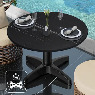 Produktbild von CPBL | Compact Loungetisch | Ø:H 60 x 42 cm | Schwarz-Marmor / Aluminium Schwarz | Zusatzgewicht | Bistro Loungetisch Gastro Tisch