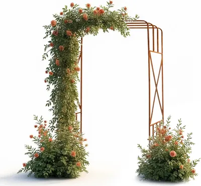 Produktbild von Kapaga - Rosenbogen Metall Pergola 220 cm – Rankgitter für Kletterpflanzen - Rostfreier Stahl -  für Garten - Gartenpergola Rosen