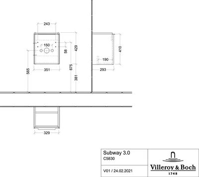 Produktbild von Villeroy & Boch C58300RH WTUS Subway 3.0 00 351x429x293mm