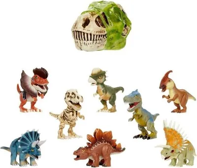 Produktbild von Riesiger Dinosaurierkopf, Mini Dinosaurier in Schleim, 4 Zufällige Modelle zum Sammeln