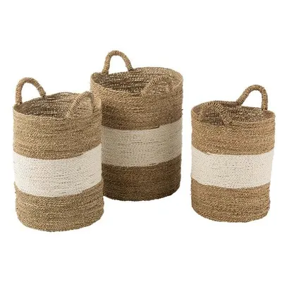 Productafbeelding van J-Line set van 3 manden, zeegras, wit/naturel