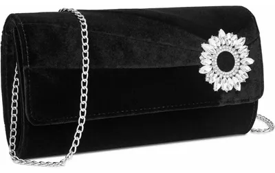 Obrázek produktu pro Elegantní černá kabelka z veluru s flitry a řetízkem, rozměry 24x7x13 cm