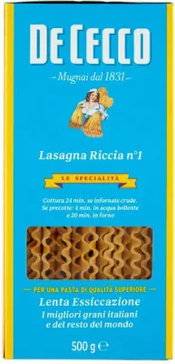 Produktbild von 5x Pasta De Cecco 100% Italienisch Lasagna larga Doppia riccia n 1 Nudeln 500g + Italian Gourmet polpa 400g