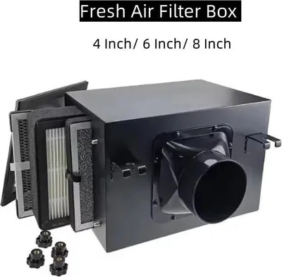 Obrázek produktu pro Filtrační box pro přívod čerstvého vzduchu – GL100-X HVAC Inline – předfiltr – aktivní uhlí – HEPA – černý
