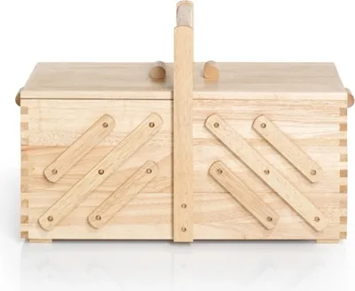 Immagine prodotto di Cassetta da cucito pieghevole in legno chiaro, misura M