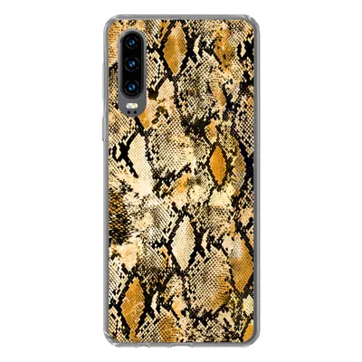 Produktbild von MuchoWow® Handyhülle Schutzhülle Hülle für Huawei P30 Tiermuster - Schlange - Gold - Schwarz Silikon Softcase Handy Hülle - Kartenbesitzer