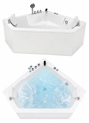Zdjęcie produktu dla Wanna Łazienkowa RIMINI z Hydromasażem  150 x 150 cm wolnostojąca Akrylowa Jacuzzi Narożna