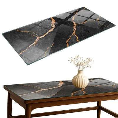 Produktbild von Glasplatte Tisch – Esstischplatte Glas – Tischplatte Glas – Glasarbeitsplatte Tisch – Glasplatte Esstisch – Pflegeleicht – Witterungsbeständig – 140x70 cm – Marmormuster mit Adern