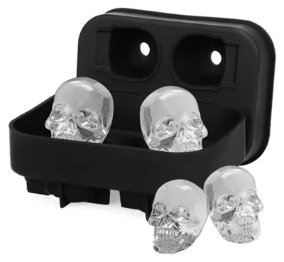 3D Totenkopf Eiswürfelform aus Silikon, BPA-frei, mit Deckel