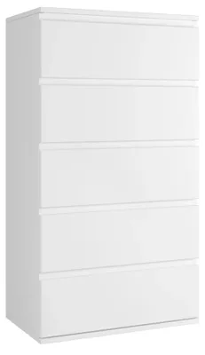 Immagine prodotto di Comò - Comò alto a 5 cassetti - Mobile contenitivo stretto 55x33x100 cm - Design moderno in legno per camera da letto, ingresso e soggiorno - Bianco